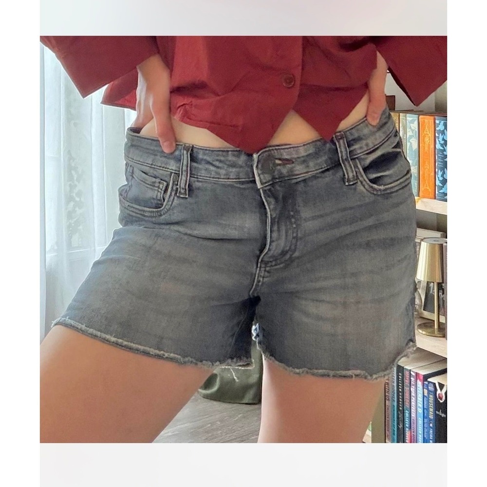 KUT from the Kloth Denim Shorts Womens 0 Blue KS800MD8N Raw Hem Stretch Cut Offs